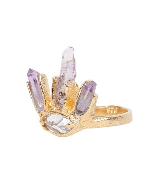 Unearthen Eye Crown Ring with White Sapphire and Amethyst Unearthen Eye Crown Ring with White Sapphire and Amethyst