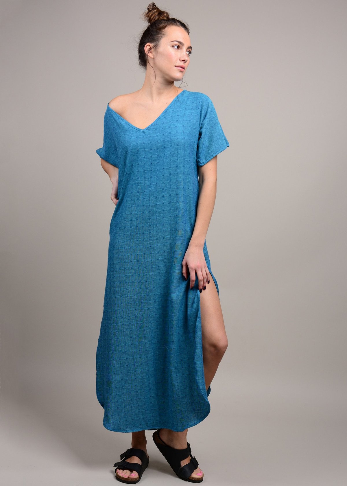 Josa Tulum Rustic Kaftan Dress - Teal 