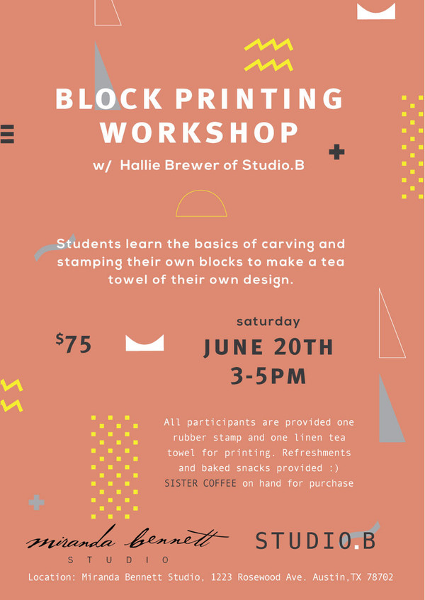 Workshop IV : Block Printing with Studio.B Workshop IV : Block Printing with Studio.B