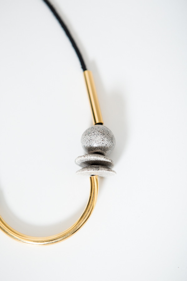Maslo Jewelry Chock A Block Gold Black Ceramic Necklace Maslo Jewelry Chock A Block Gold Black Ceramic Necklace