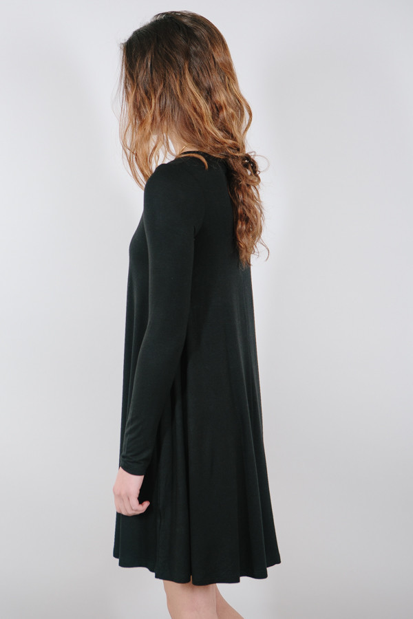 BLQ Basiq Long Sleeve Swing Dress / Black BLQ Basiq Long Sleeve Swing Dress / Black