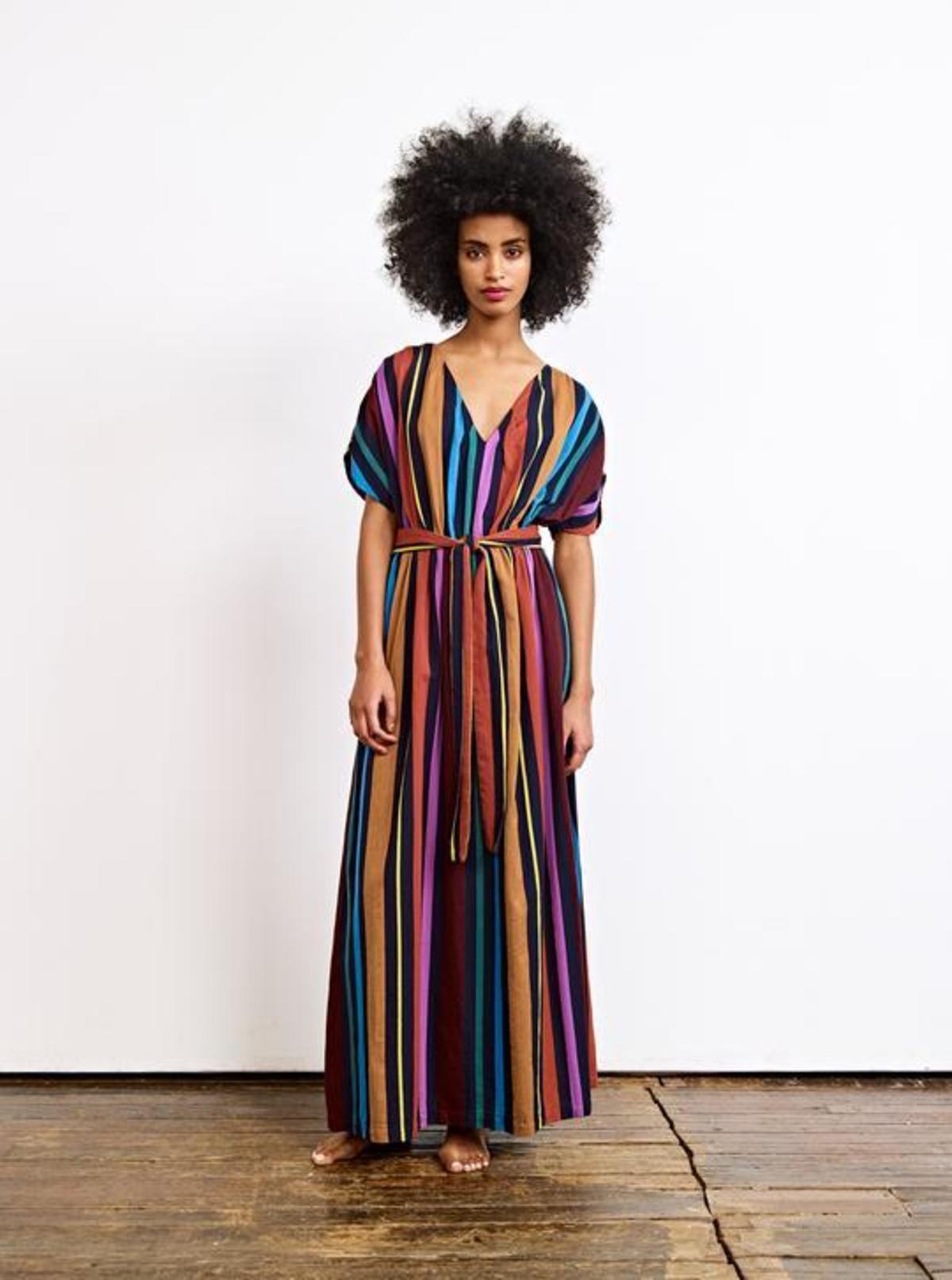 high neck split dress