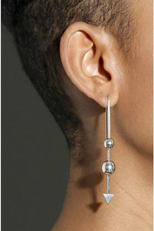 Katrine Kristensen Silver 2 Balls Arrow Earring Single Katrine Kristensen Silver 2 Balls Arrow Earring Single