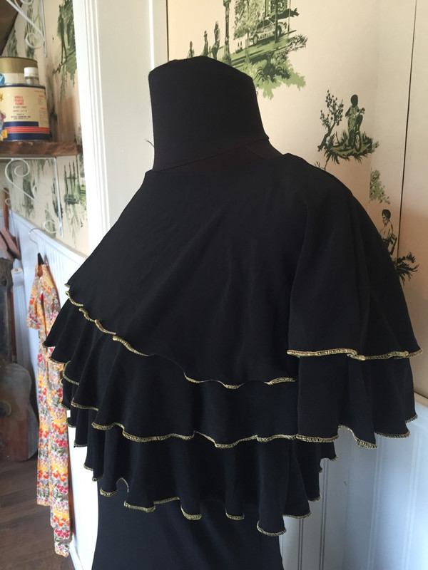 Early 80's Japanese Romantic Spanish Style vintage black dress size small Early 80's Japanese Romantic Spanish Style vintage black dress size small