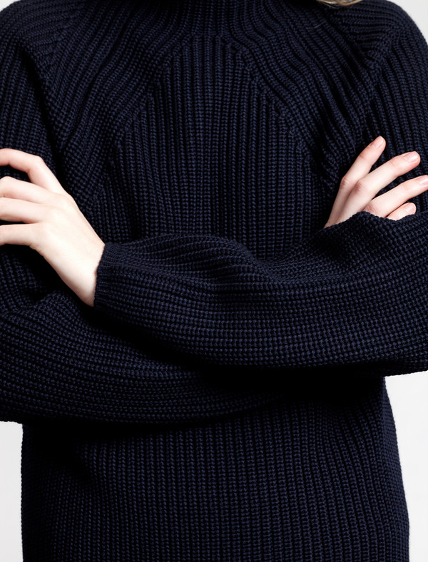 Lemaire High Neck Rib Sweater Midnight Lemaire High Neck Rib Sweater Midnight