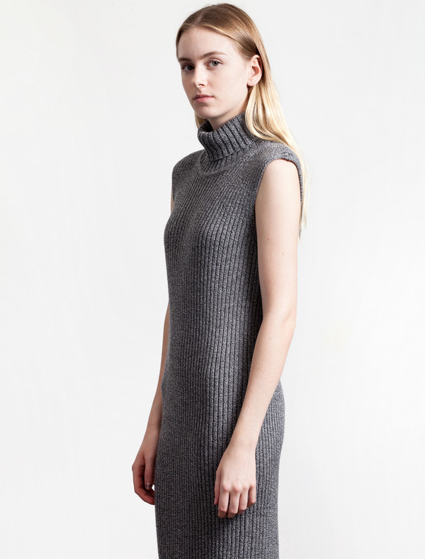 1205 Merchant Merino Rib Polo Dress Grey 1205 Merchant Merino Rib Polo Dress Grey