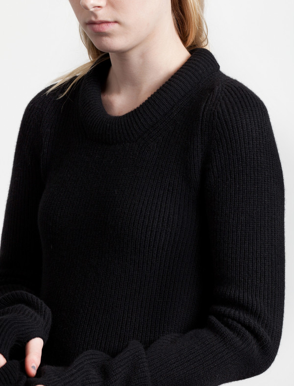 Lemaire Round Neck Rib Sweater Black Lemaire Round Neck Rib Sweater Black