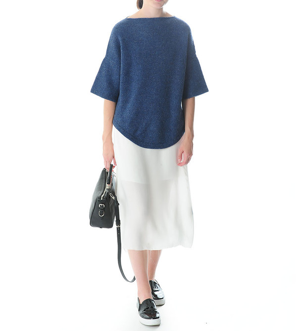 Lauren Manoogian Denim Blue Knit Dovetail Pullover Lauren Manoogian Denim Blue Knit Dovetail Pullover