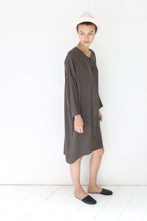 Revisited silk shirt dress | stone Revisited silk shirt dress | stone