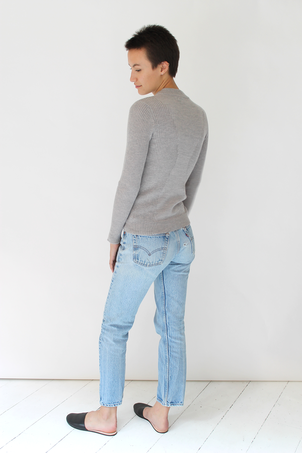 Micaela Greg stagger rib turtleneck | dove grey Micaela Greg stagger rib turtleneck | dove grey