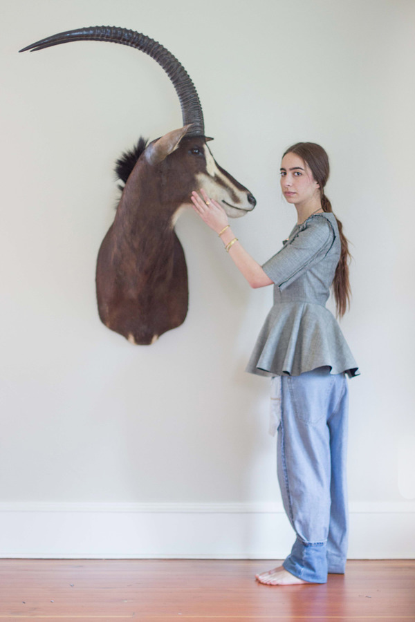 Alexa Stark Short-sleeve Denim Peplum Shirt Alexa Stark Short-sleeve Denim Peplum Shirt