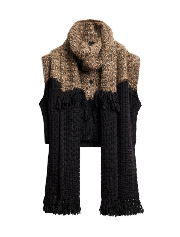 Thakoon Addition Womens Fringe Scarf Cardigan Thakoon Addition Womens Fringe Scarf Cardigan