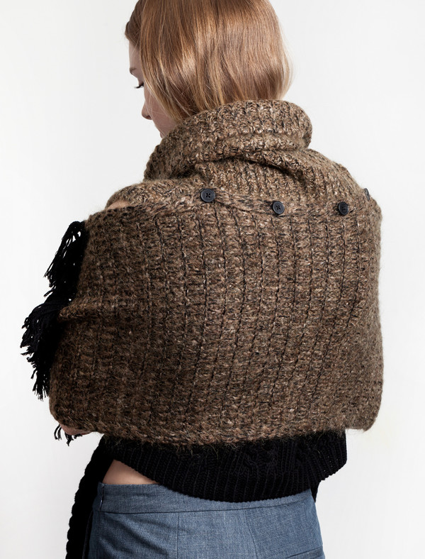 Thakoon Addition Womens Fringe Scarf Cardigan Thakoon Addition Womens Fringe Scarf Cardigan