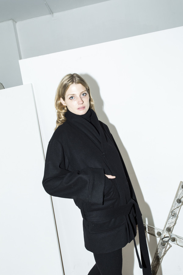 Assembly New York Black Cropped Robe Coat Assembly New York Black Cropped Robe Coat