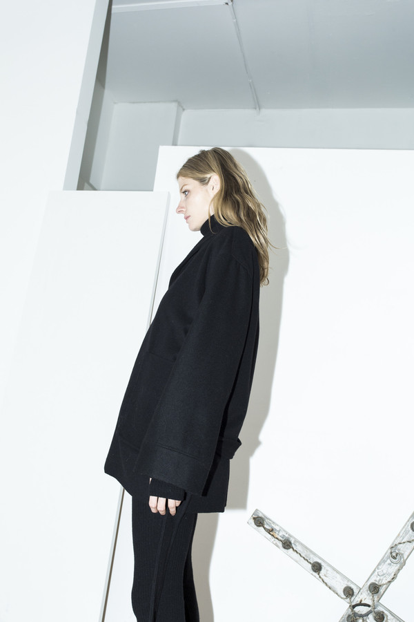 Assembly New York Black Cropped Robe Coat Assembly New York Black Cropped Robe Coat