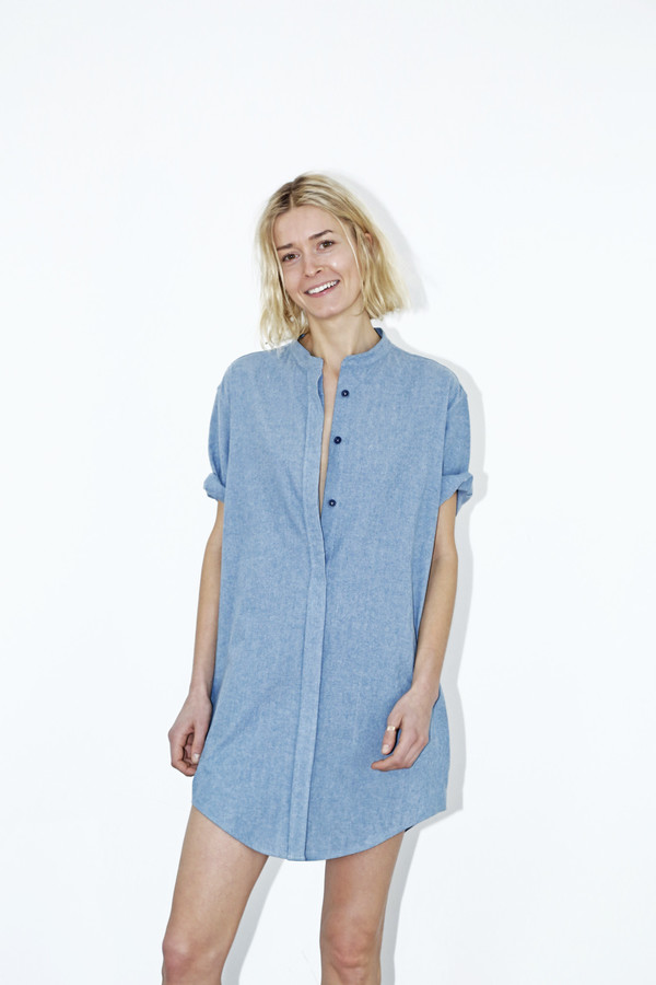 Assembly New York Chambray No Collar Dress Assembly New York Chambray No Collar Dress