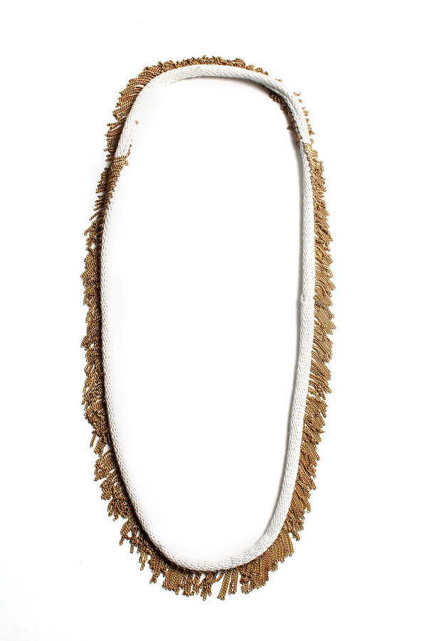 Cream Knit Bamboo and Brass Necklace Cream Knit Bamboo and Brass Necklace