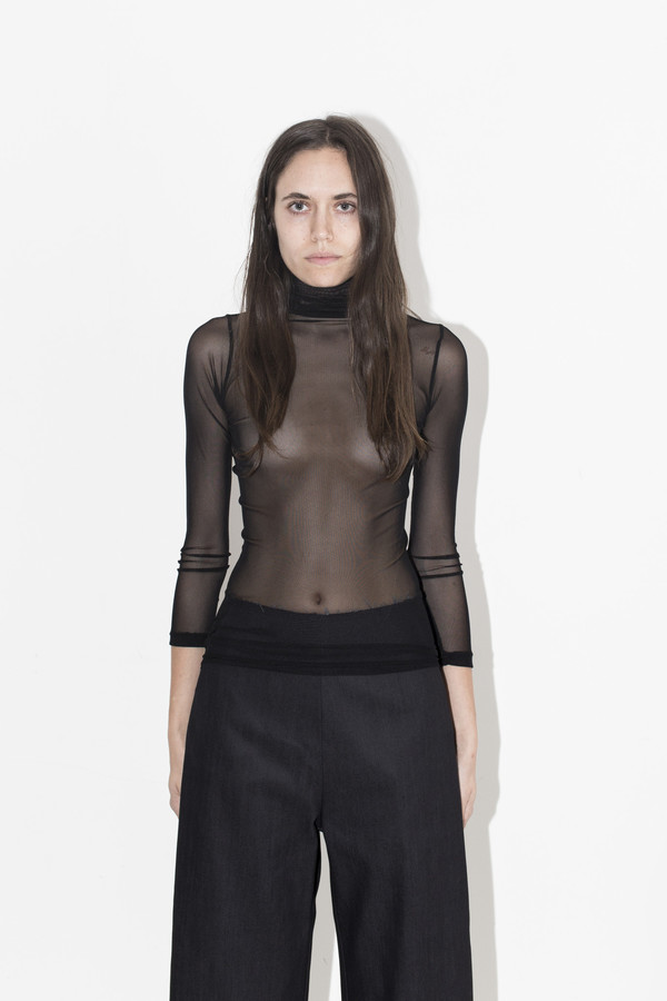 David Michael Black Mesh Mockneck David Michael Black Mesh Mockneck