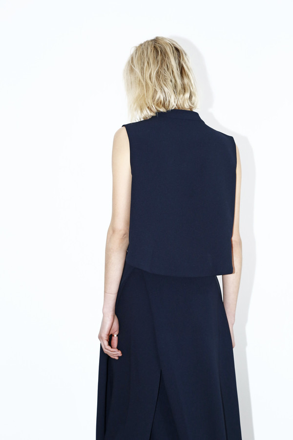 Kaarem Black Blue Chime Collar Top Kaarem Black Blue Chime Collar Top