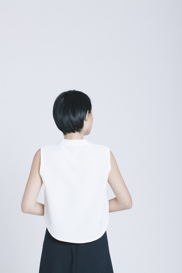 Kaarem White Chime Collar Top Kaarem White Chime Collar Top