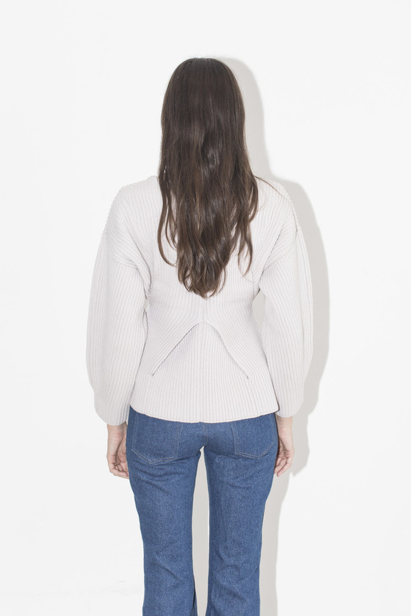 Sayaka Davis Ivory Peplum Sweater Sayaka Davis Ivory Peplum Sweater