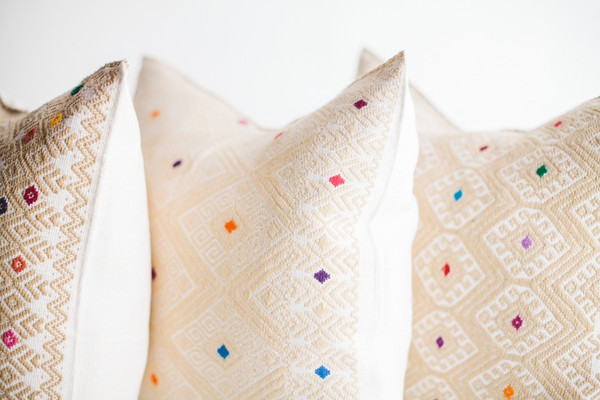 non-perishable goods Cream Mexican Woven Pillow non-perishable goods Cream Mexican Woven Pillow