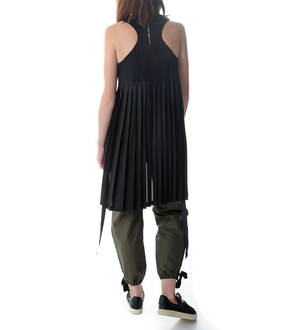 Tim Coppens Racerback Tank with Silk Pleated Back Tim Coppens Racerback Tank with Silk Pleated Back