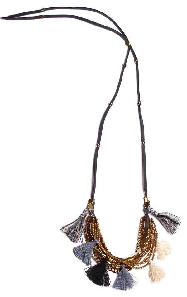 Serefina Dancing Tassels Necklace Grey Serefina Dancing Tassels Necklace Grey