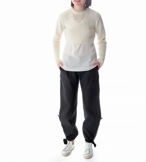 Public School Ivory Cropped Mohair Pullover Public School Ivory Cropped Mohair Pullover