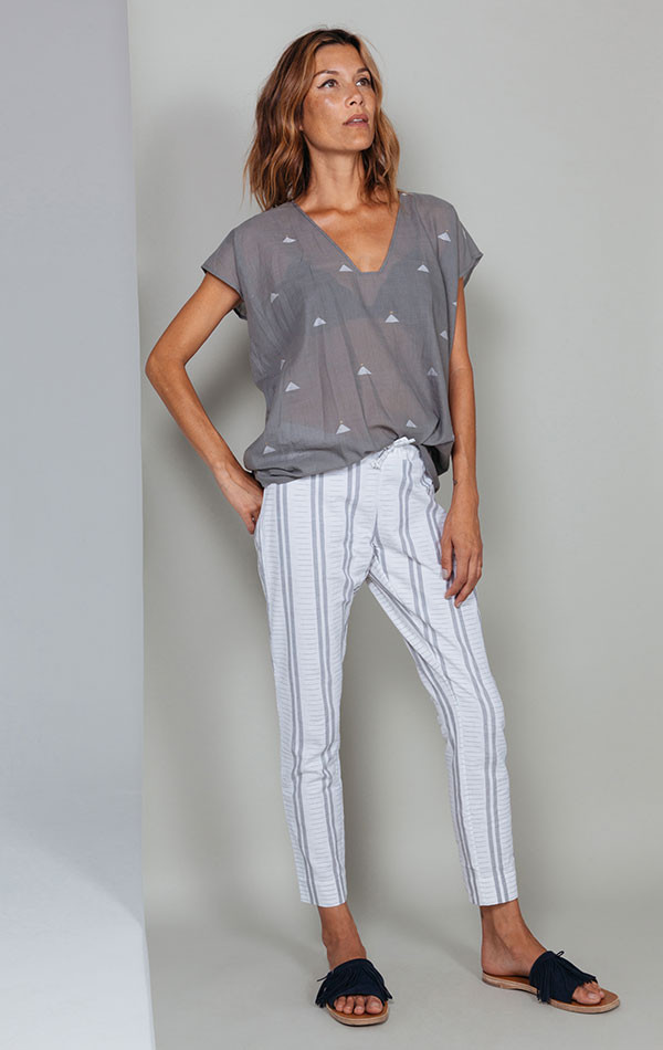 Two White and greige stripe Ikat pant Two White and greige stripe Ikat pant