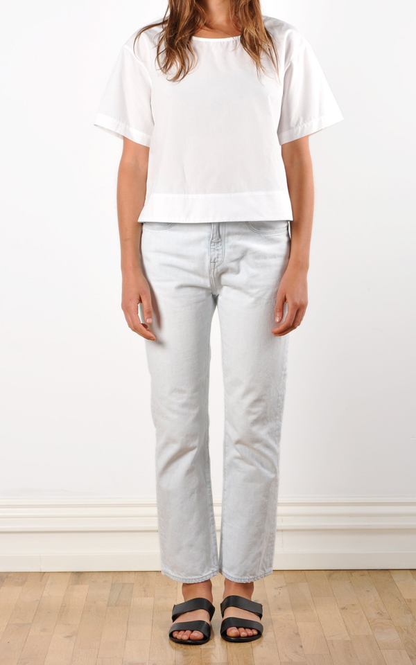 Waltz Drop Shoulder T-shirt | White Cotton Poplin Waltz Drop Shoulder T-shirt | White Cotton Poplin