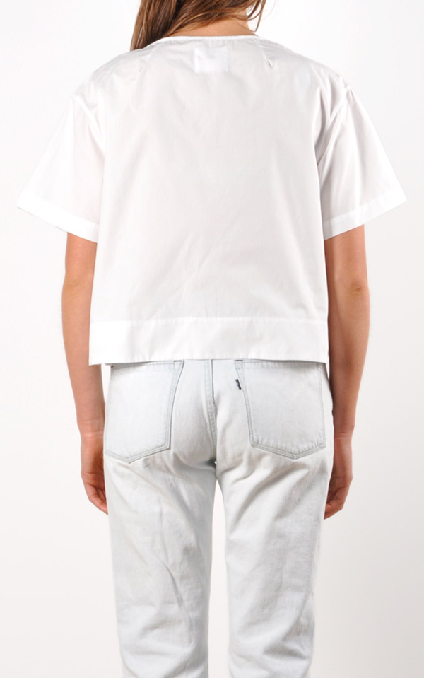 Waltz Drop Shoulder T-shirt | White Cotton Poplin Waltz Drop Shoulder T-shirt | White Cotton Poplin