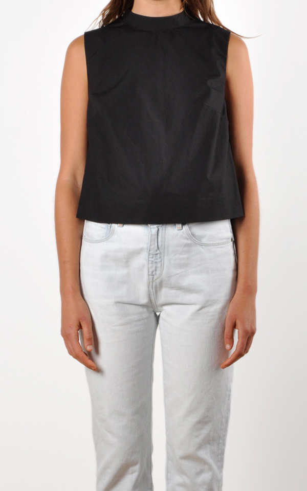 Waltz Mock Neck Sleeveless Top | Cotton Poplin Waltz Mock Neck Sleeveless Top | Cotton Poplin