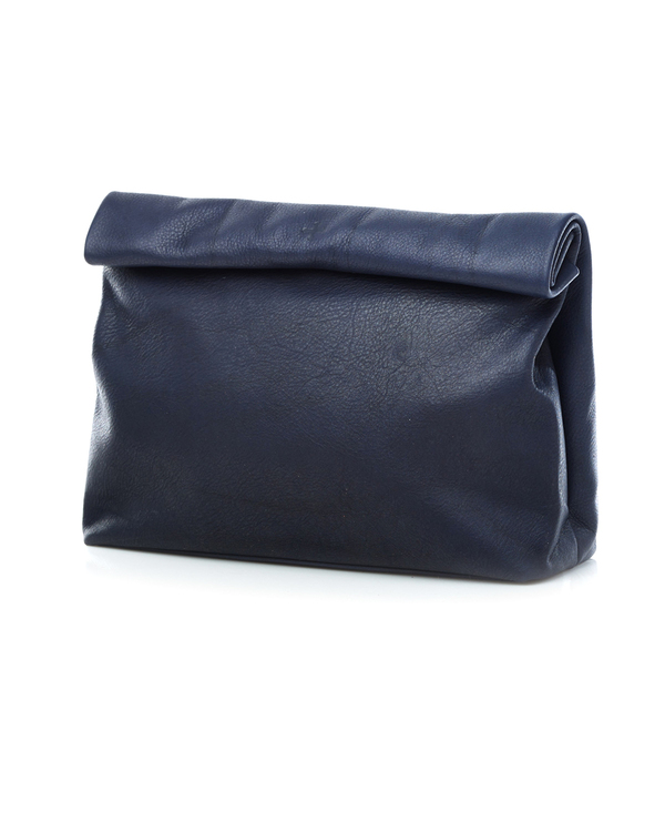 Marie Turnor Lunch Clutch in Navy Pebble Leather Marie Turnor Lunch Clutch in Navy Pebble Leather