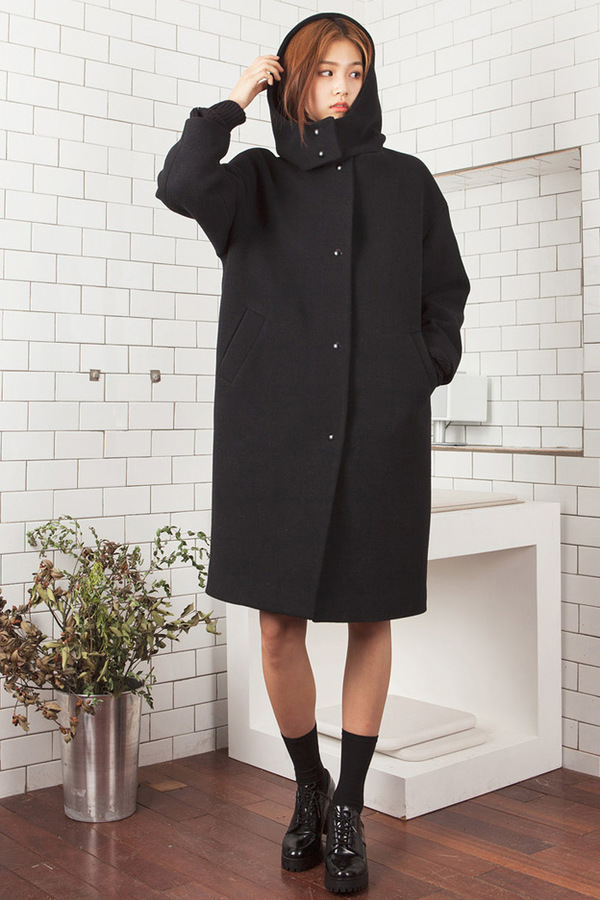 LOOKAST Black Hooded Coat LOOKAST Black Hooded Coat