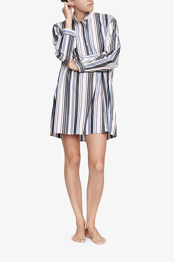 The Sleep Shirt Short Sleep Shirt Blue and Pink Stripe The Sleep Shirt Short Sleep Shirt Blue and Pink Stripe