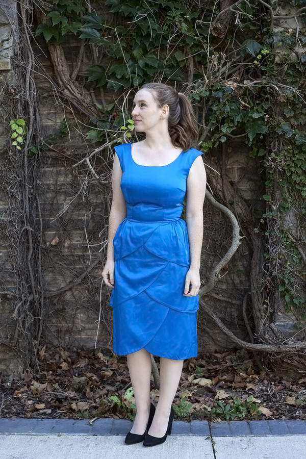 White Elephant Vintage Bright Blue Scalloped Dress White Elephant Vintage Bright Blue Scalloped Dress