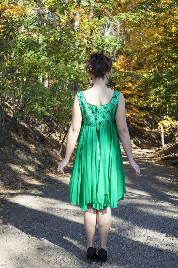 White Elephant Vintage Green Beaded Chiffon Dress White Elephant Vintage Green Beaded Chiffon Dress