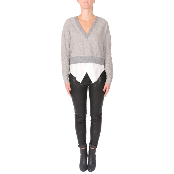 Derek Lam 10 Crosby 2-IN-1 SPECKLED V-NECK SWEATER TOP Derek Lam 10 Crosby 2-IN-1 SPECKLED V-NECK SWEATER TOP