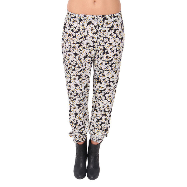 Sea Daisy Print Silk Track Pants Sea Daisy Print Silk Track Pants