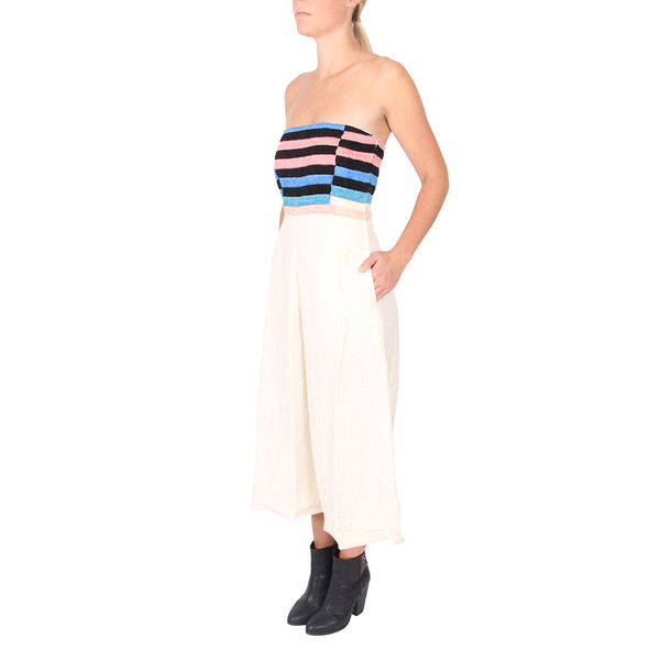 Mara Hoffman Linen Embroidered Strapless Jumpsuit Mara Hoffman Linen Embroidered Strapless Jumpsuit