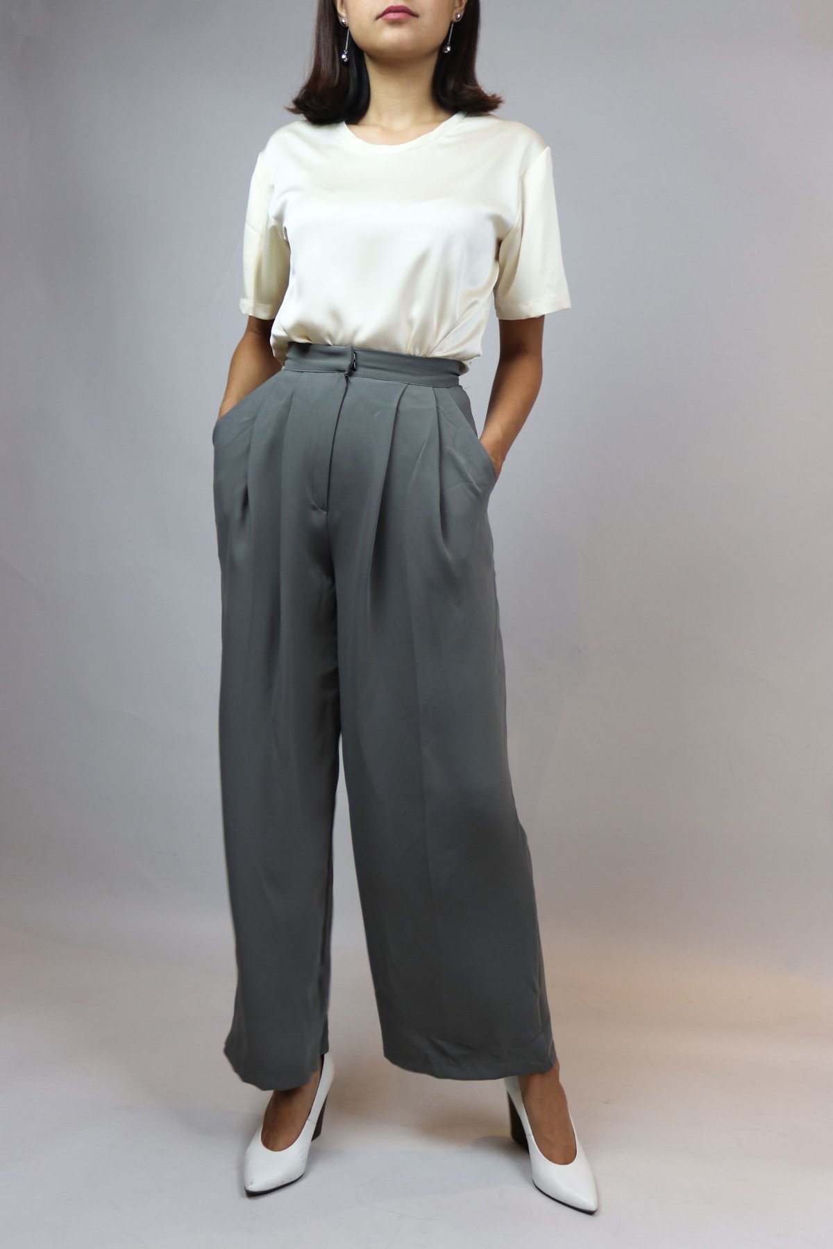 high waisted crepe pants