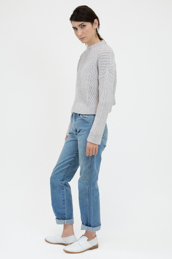 Micaela Greg Pale Silver Bevel Sweater Micaela Greg Pale Silver Bevel Sweater