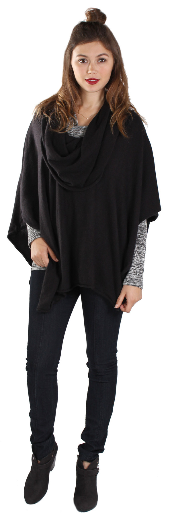 Cowl Poncho in Black Cowl Poncho in Black