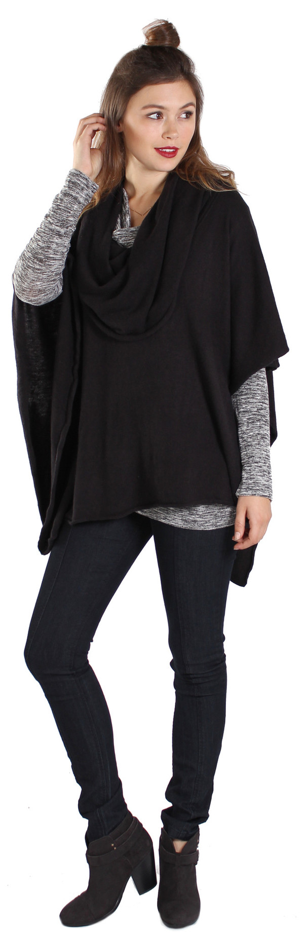 Michael Farrell Cowl Poncho in Black Michael Farrell Cowl Poncho in Black