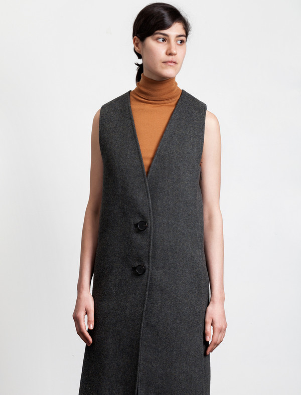 Lemaire Long Vest Wool Graphite Lemaire Long Vest Wool Graphite