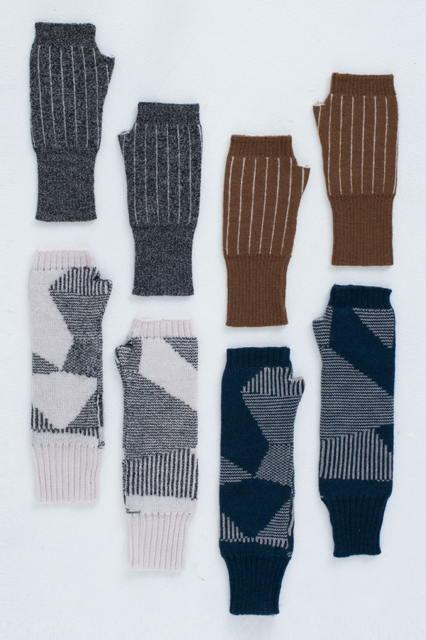 Micaela Greg Burnt sienna Pinstripe Fingerless Gloves Micaela Greg Burnt sienna Pinstripe Fingerless Gloves