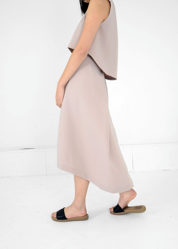KAAREM Cream Piece of Ring Pleated Midi Skirt KAAREM Cream Piece of Ring Pleated Midi Skirt