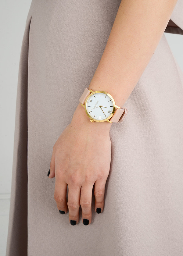 Berg + Betts Gold Round Watch in Pale Pink Berg + Betts Gold Round Watch in Pale Pink