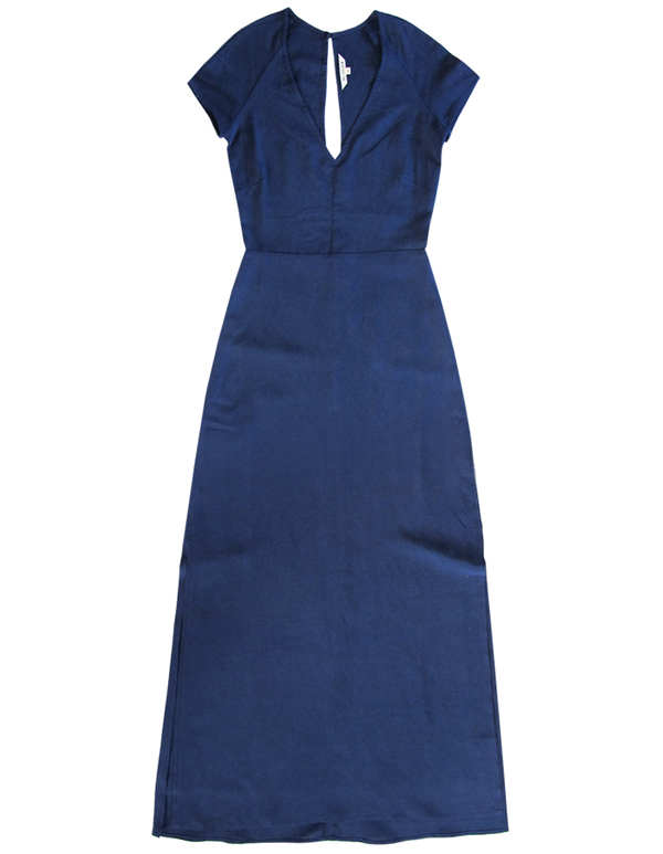 ALI GOLDEN V-NECK MAXI DRESS - BLUE ALI GOLDEN V-NECK MAXI DRESS - BLUE